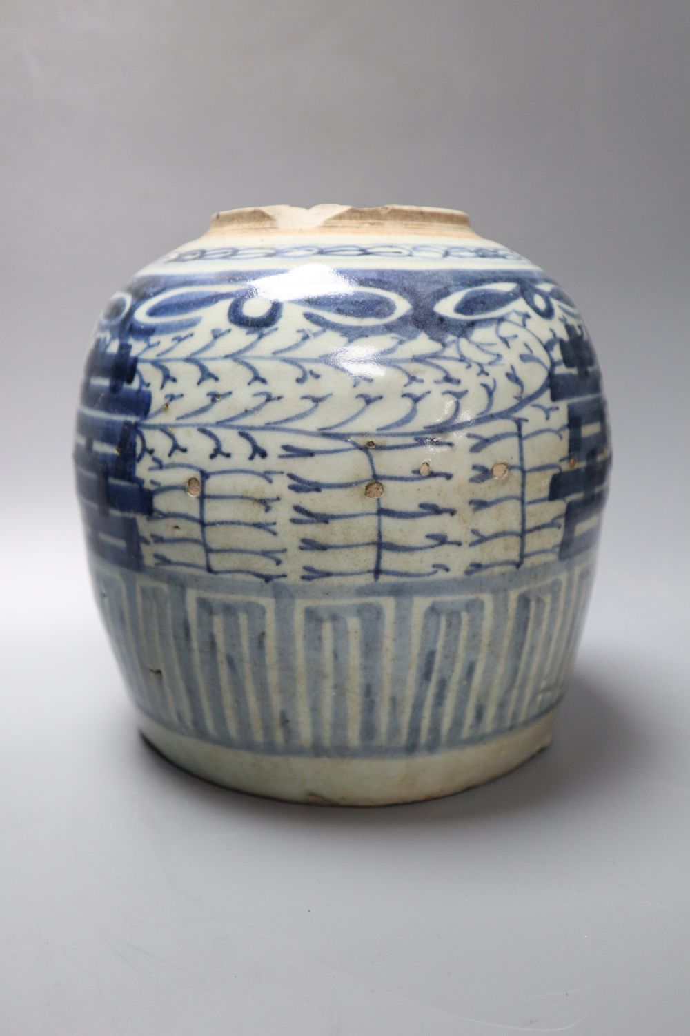 A Chinese blue and white jar, height 29cm